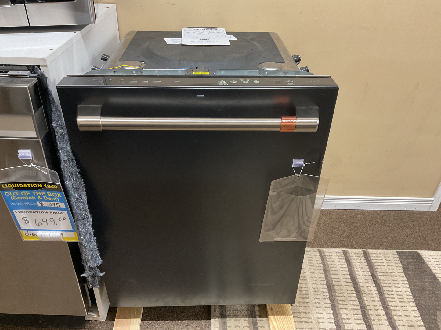 Cafe Stainless Steel Interior Built-In Dishwasher with Hidden Controls Matte Black - CDT845P3N8D1