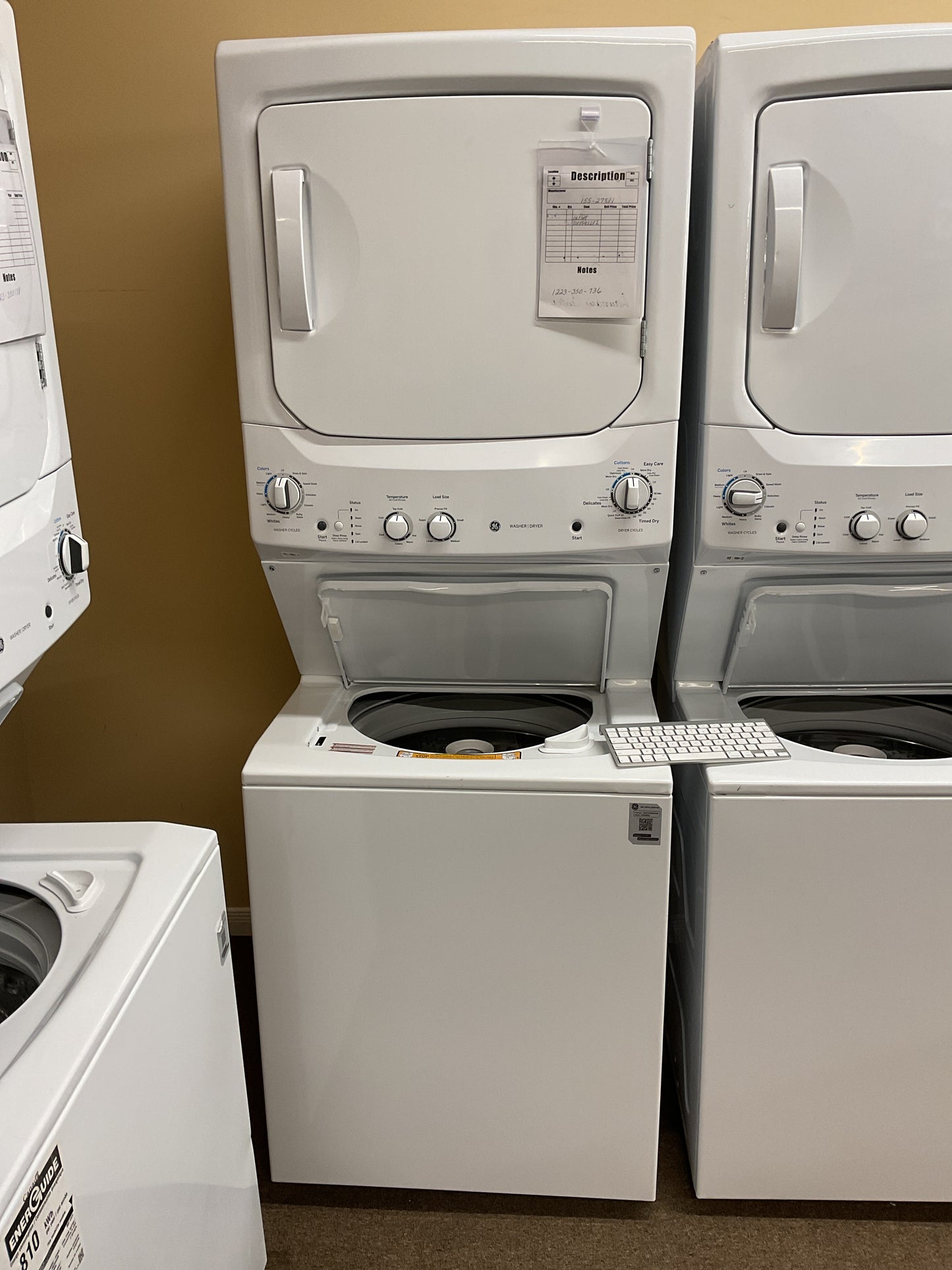 GE Electric Unitized Spacemaker 4.4Cu. Ft. (IEC) Washer / 5.9 Cu. Ft. Dryer White - GUD27ESMMWW