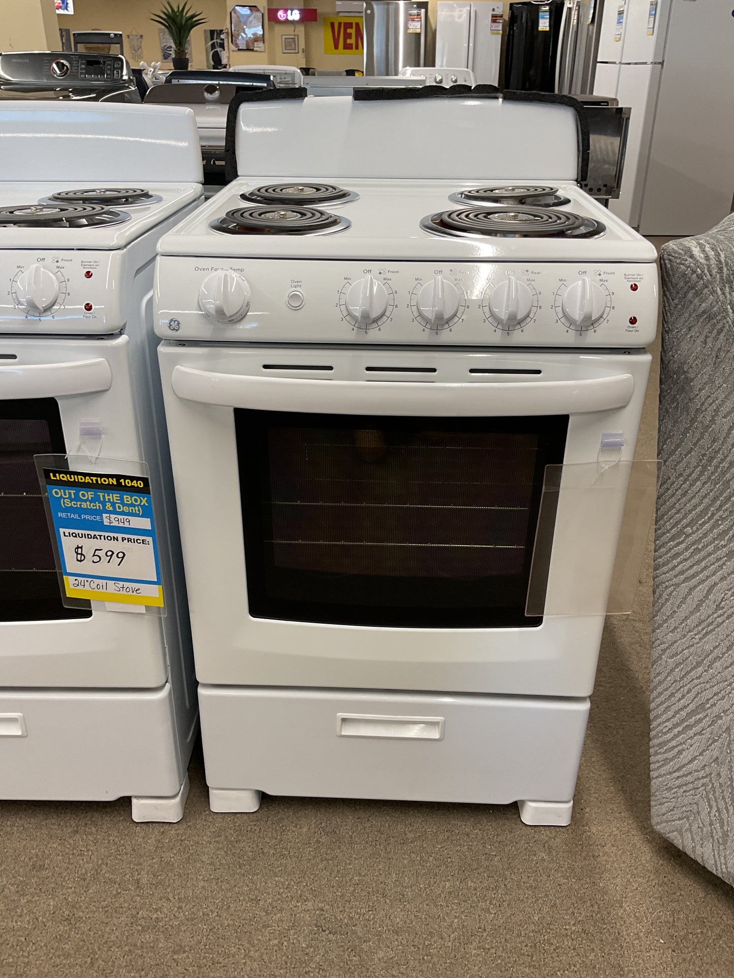 GE 24" Electric Free Standing Coil Range with Storage Drawer White - JCAS300DMWW