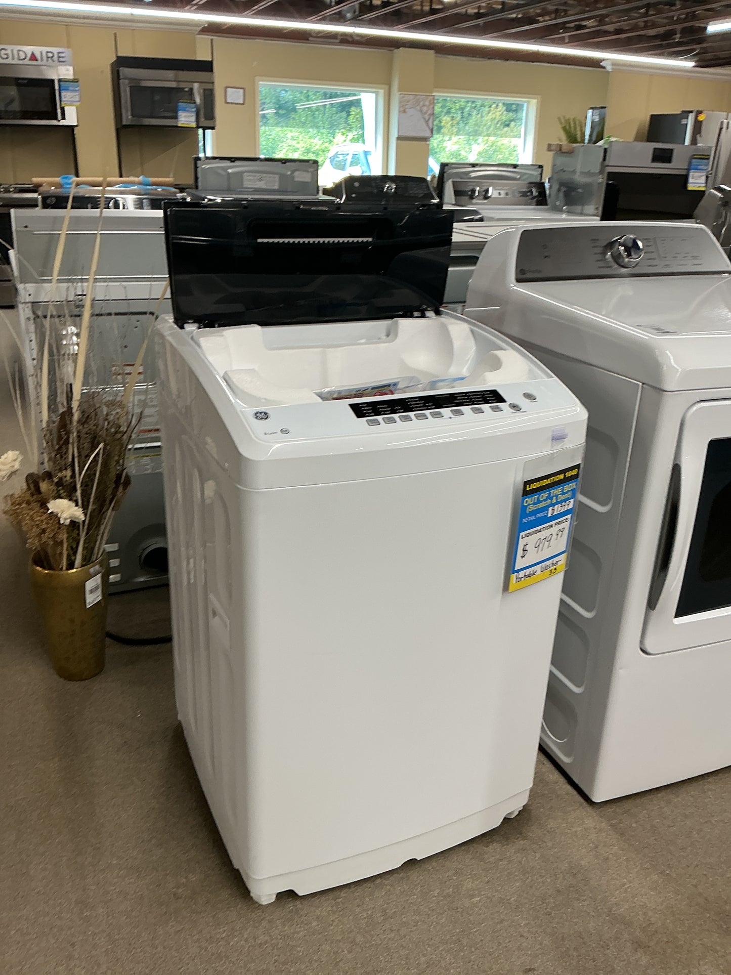 GE Space-Saving 3.3 IEC Cu. Ft. Capacity Portable Washer with Stainless Steel Basket White - GNW128PSMWW