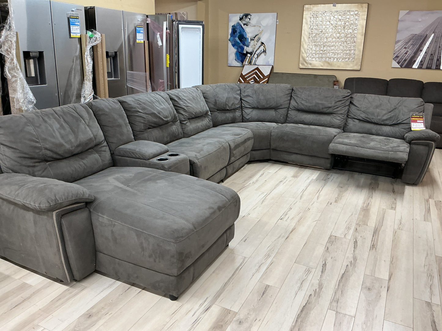 Sectional - 7 Piece Recliner with Chaise & Console