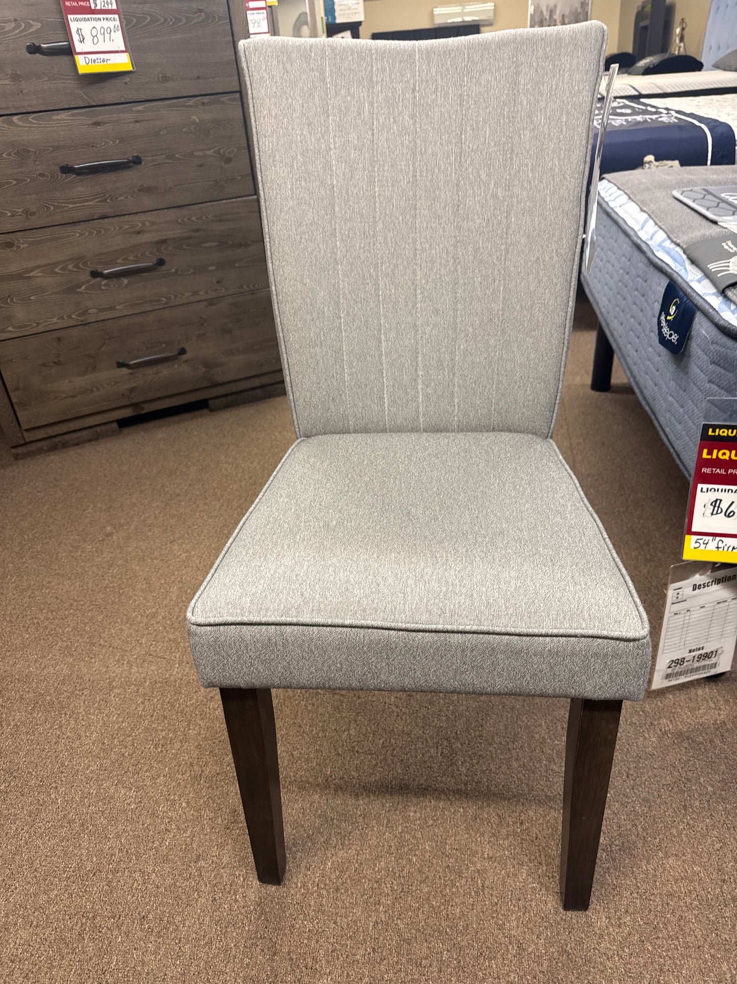 WOOD CHARCOAL- LINEN GREY DINING CHAIRS 2/BOX-3362