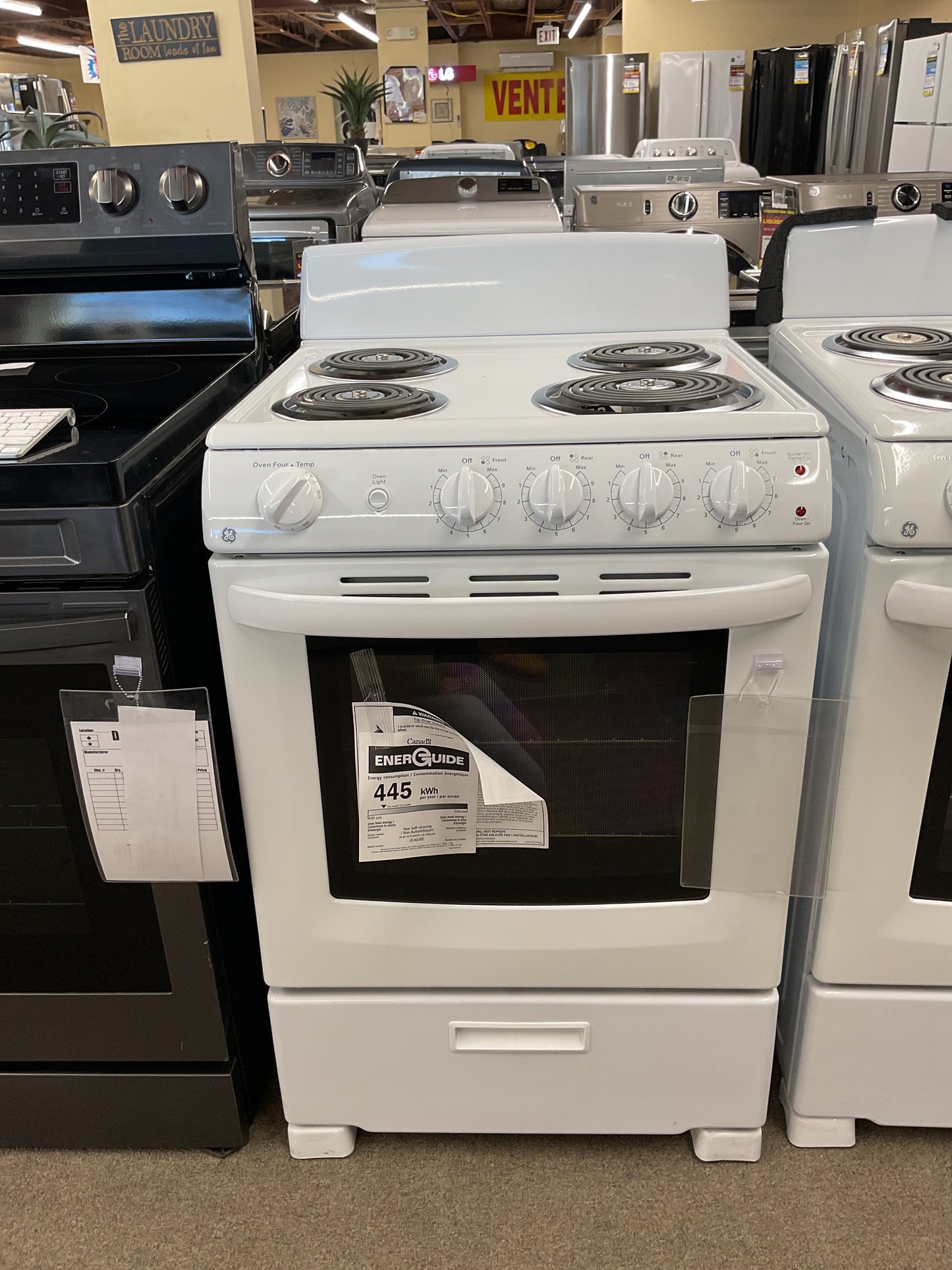 GE 24" Electric Free Standing Coil Range with Storage Drawer White - JCAS300DMWW