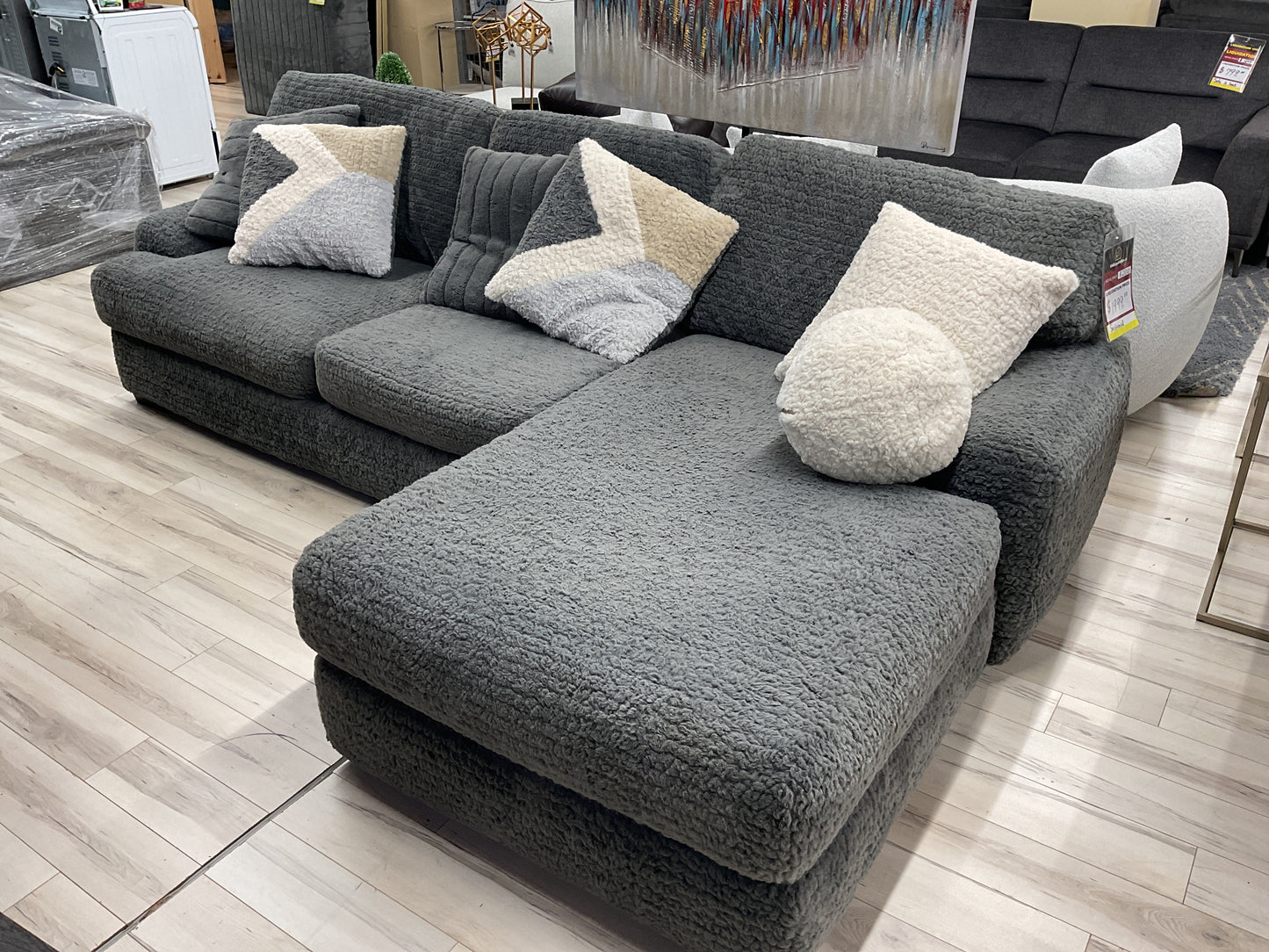 Sectional Sofa w/Lounger - Grey