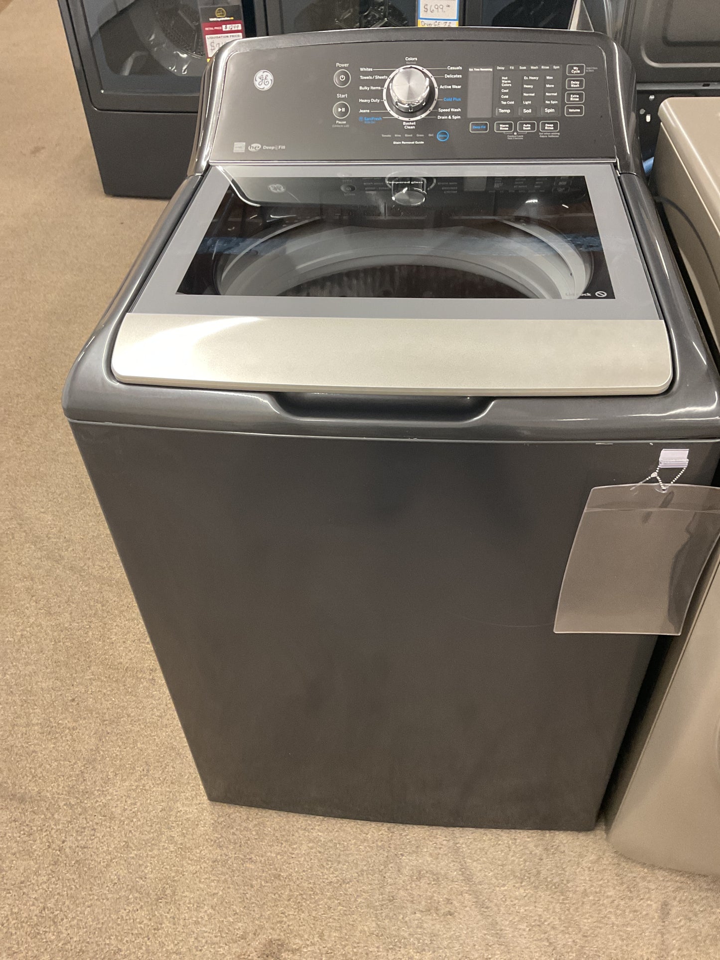 GE 5.3 Cu. Ft. Top Load Washer, Diamond Grey