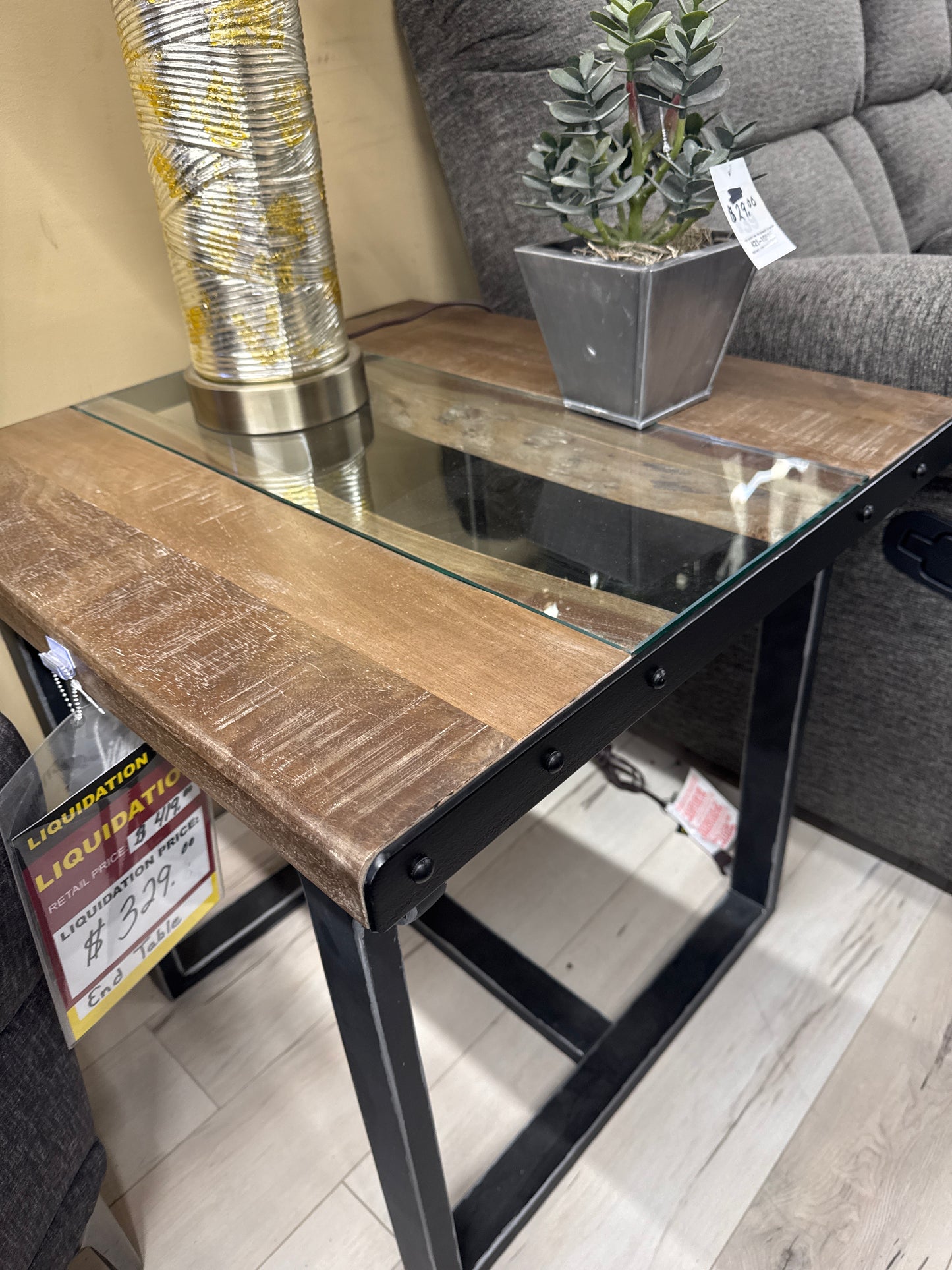 BROWN/BLACK END TABLE-T894-3