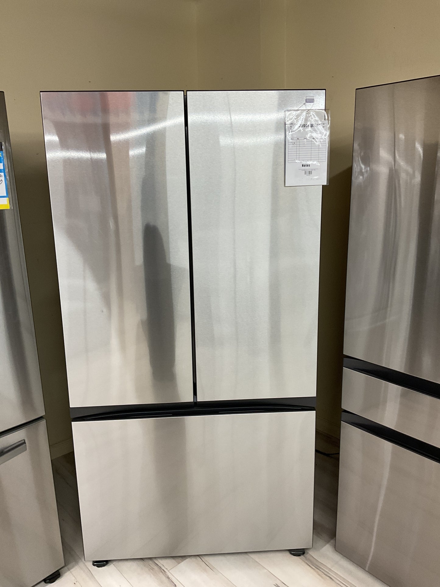 Samsung 30 cu. ft. Bespoke 3-Door French Door Refrigerator with customizable door panels, AutoFill Water Pitcher, Dual Ice Maker with cubed ice and Ice Bites™, and Twin Cooling Plus™ technology. - RF30BB6200QLAA
