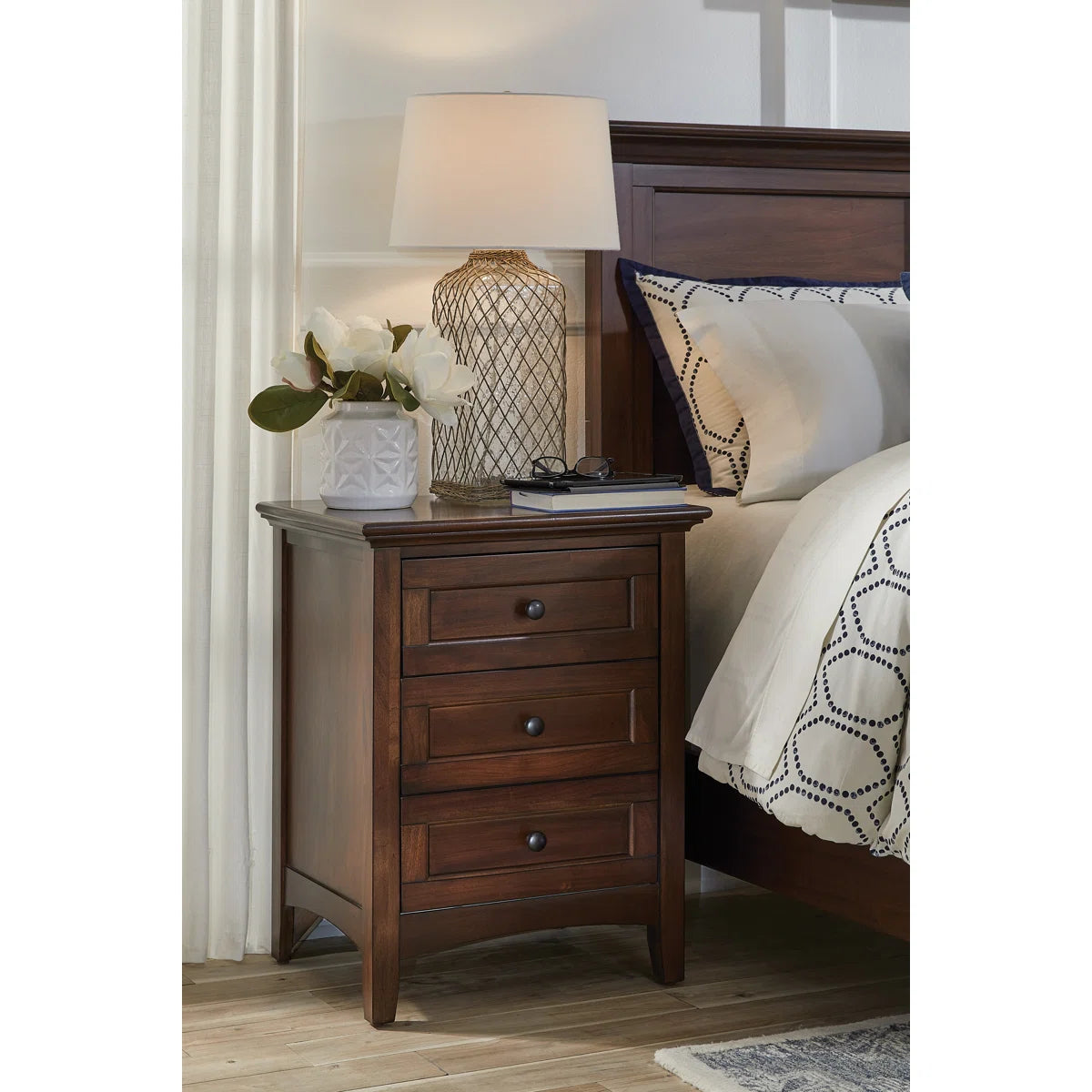 Melusina 3 Drawer Solid Wood Nightstand