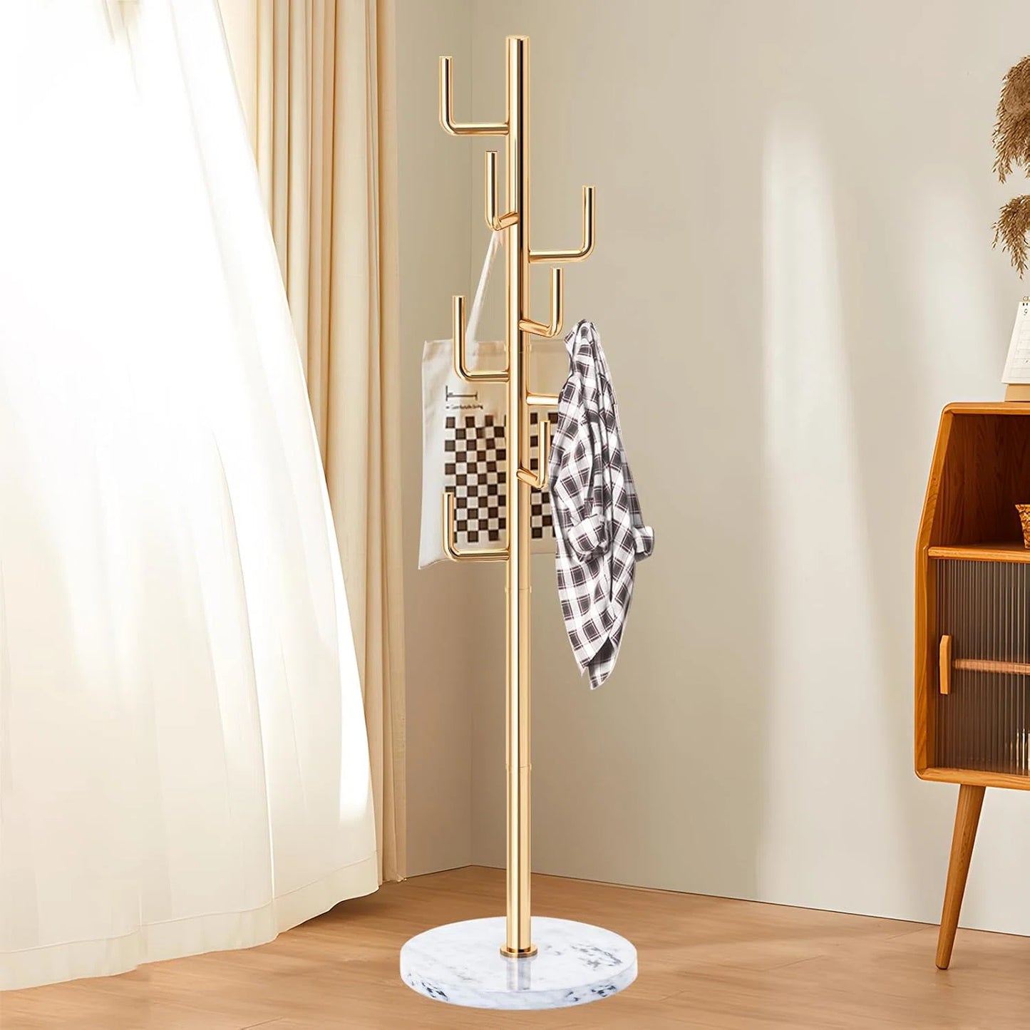 Metal Coat Rack Freestanding, Sturdy Coat Rack Stand With Natural Marble Base