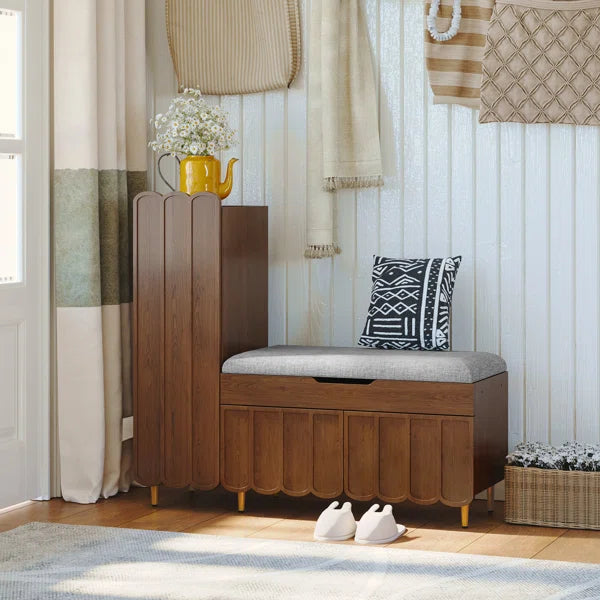 Entryway Shoe Bench, Lift Top Storage Box,L Shape