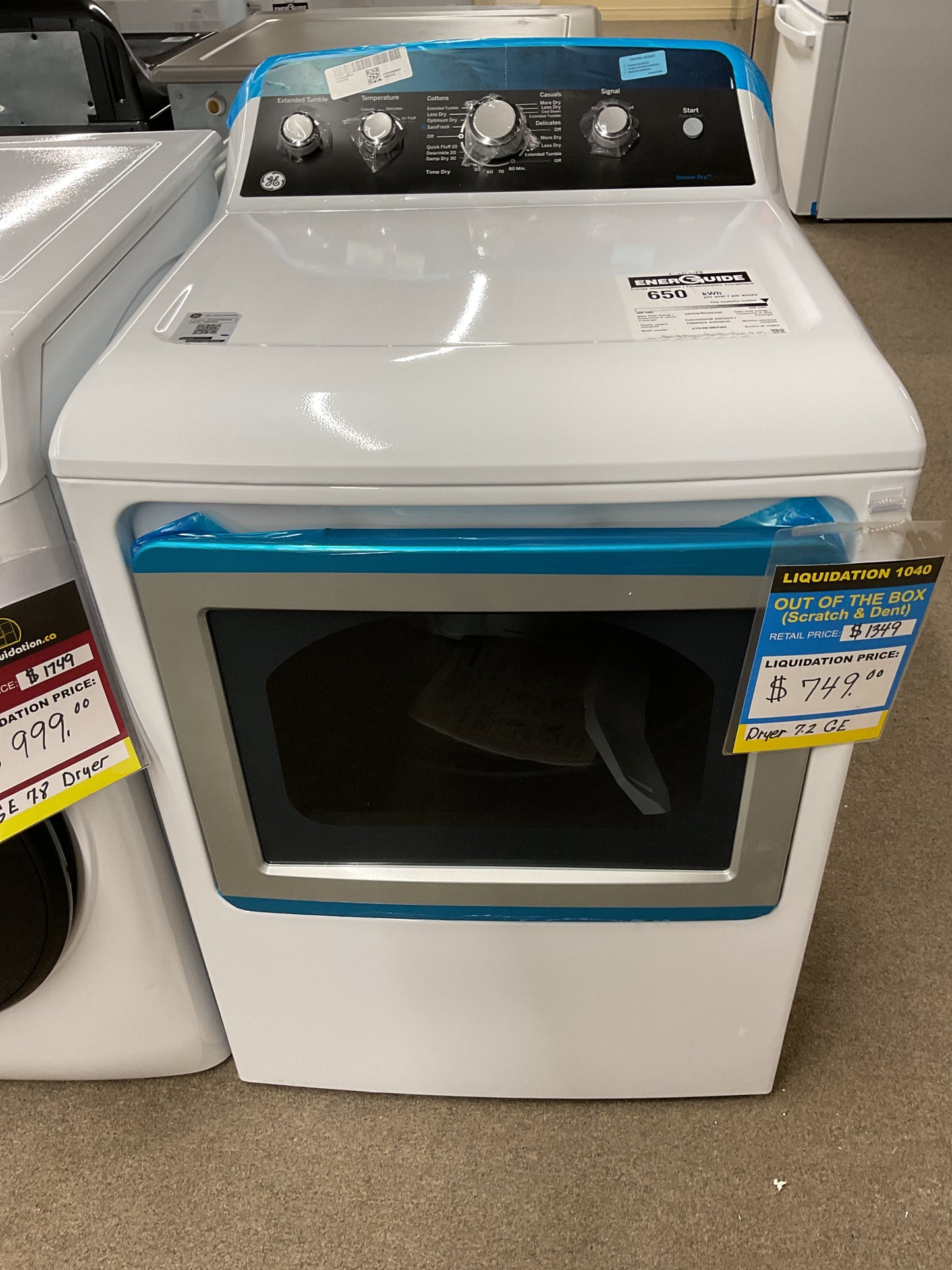 GE 7.2 cu.ft. Top Load Electric Dryer with SaniFresh Cycle White