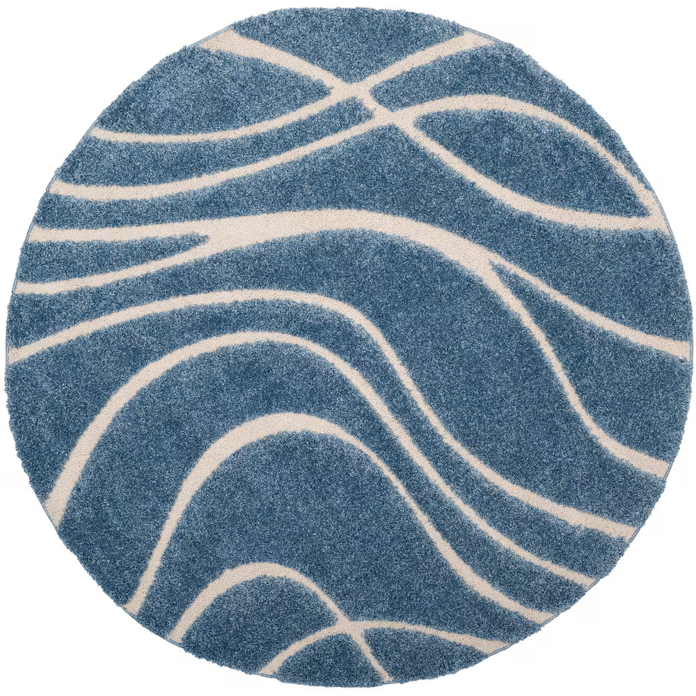 Safavieh Light Blue Cream - Florida Shag 8 x 8 Round