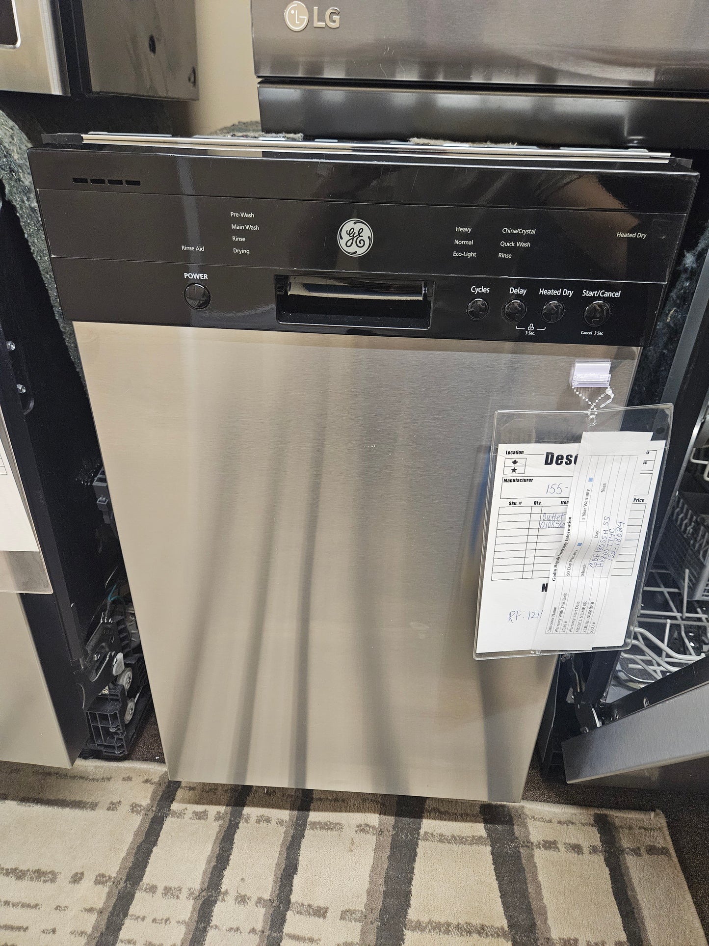 GE 18" Built-In Front Control Dishwasher with Stainless Steel Tall Tub Stainless Steel - GBF180SSMSS