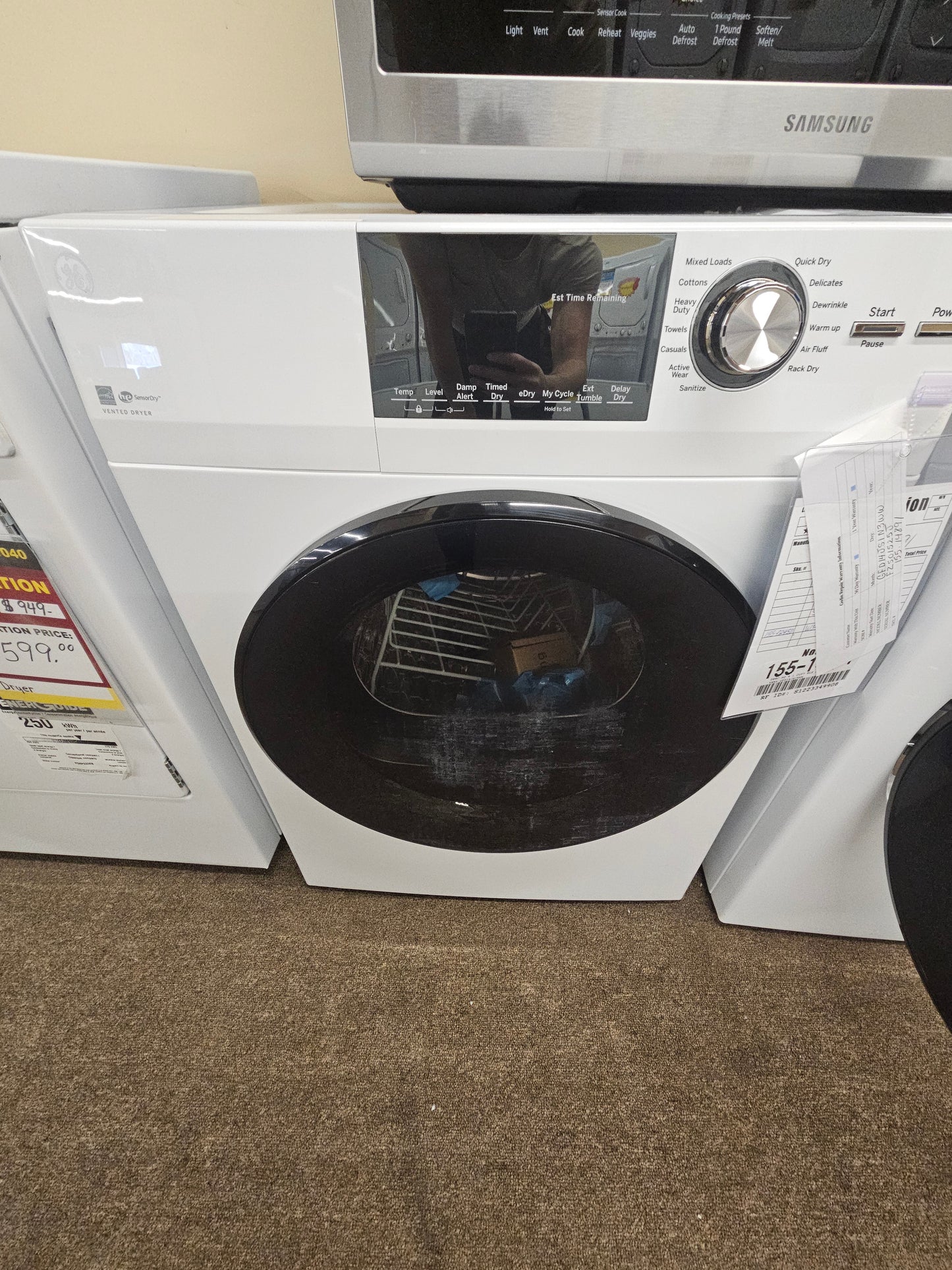 GE 4.1 Cu. Ft. Vented Electric Dryer with Stainless Steel Drum White - GFD14JSINWW