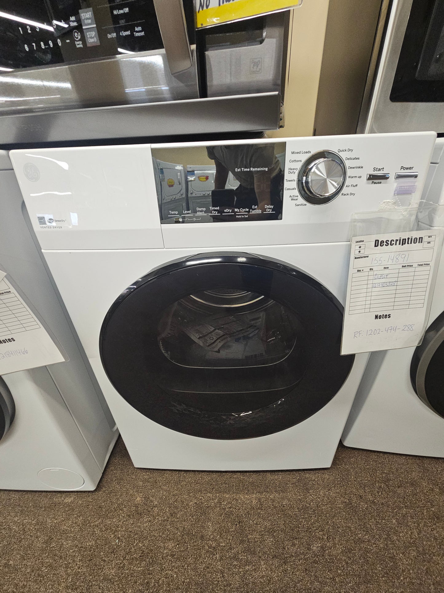 GE 4.1 Cu. Ft. Vented Electric Dryer with Stainless Steel Drum White - GFD14JSINWW