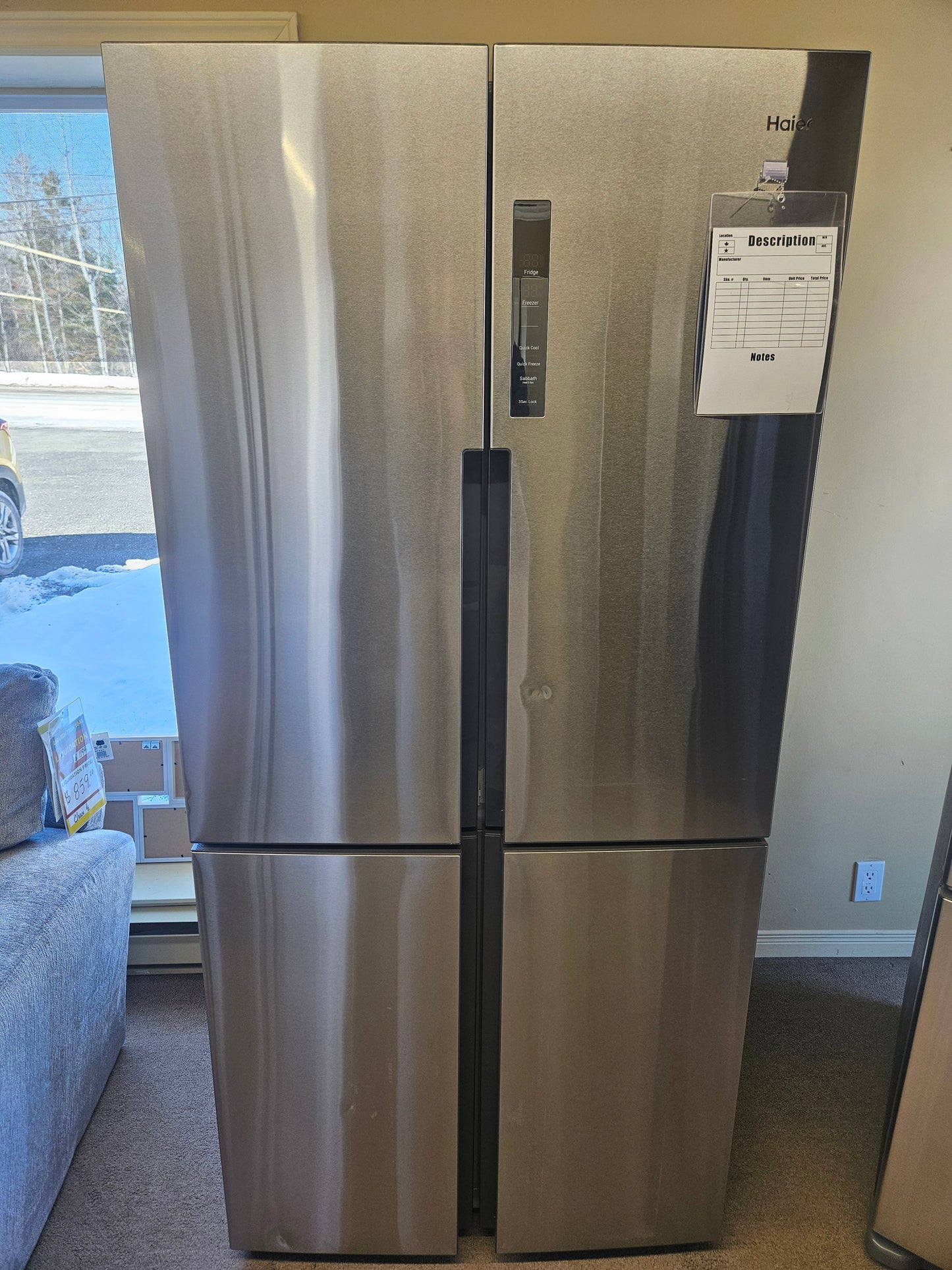 Haier 16.4 Cu Ft Quad Door Refrigerator Fingerprint Resistant Stainless Steel - QHE16HYPFS