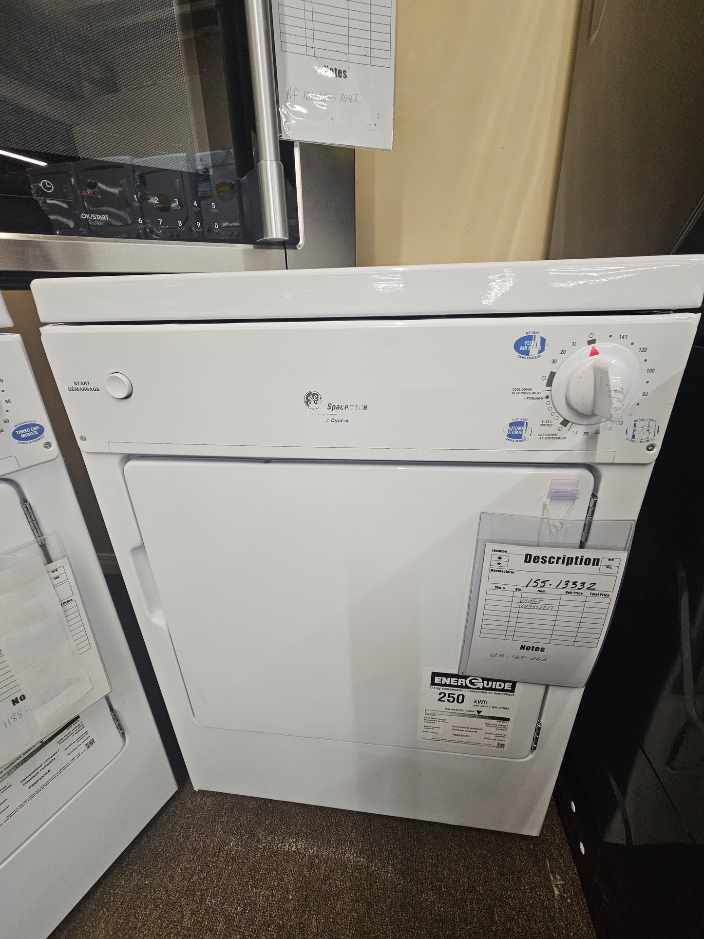 Sécheuse électrique compacte GE de 3,6 pi³, blanche – PSKP333EB6WW