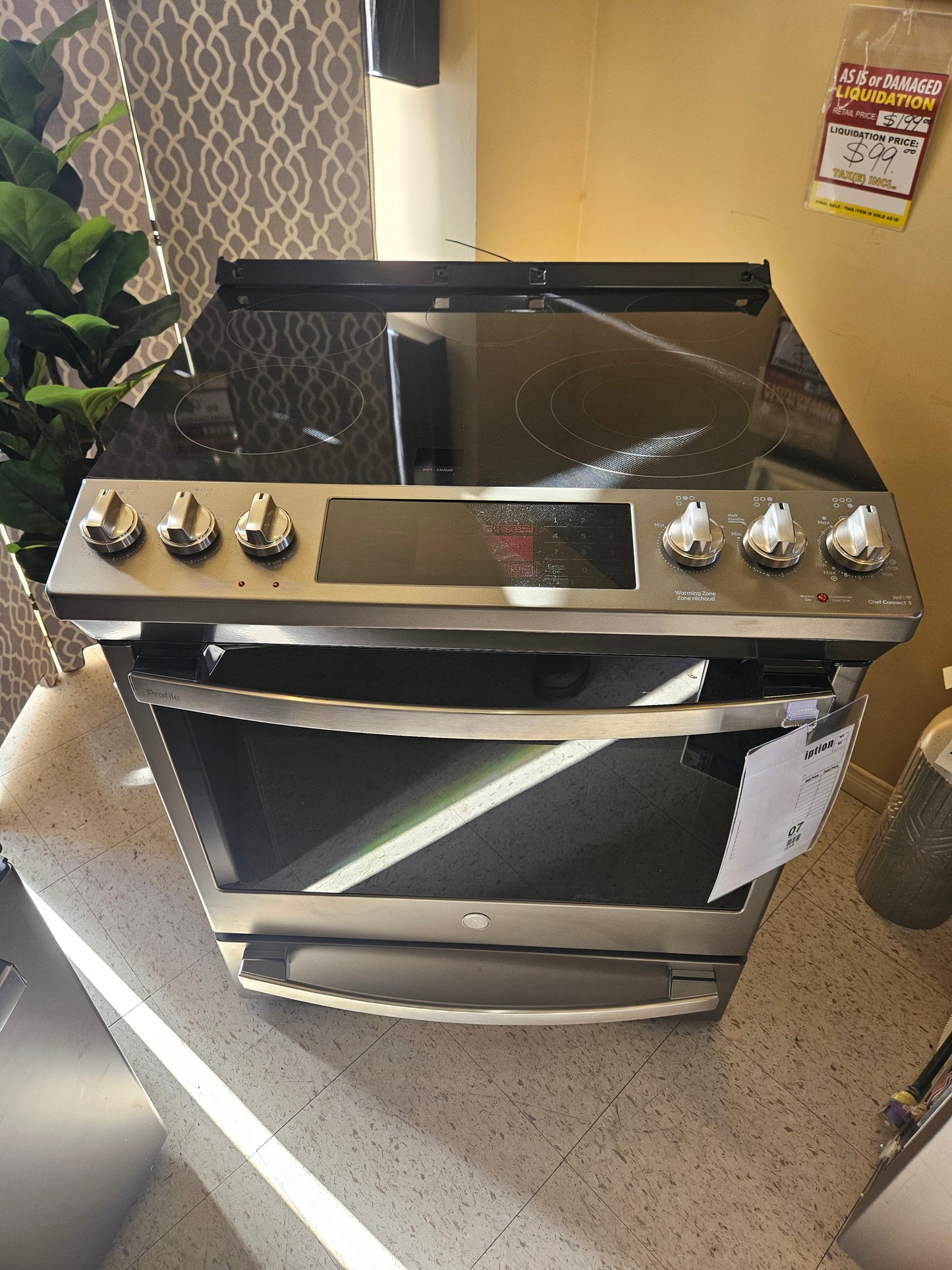 GE Profile 30" Slide-In Self-Clean Electric Range with Air Fry and Baking Drawer Slate - PCS940EMES