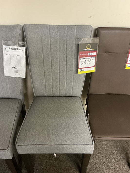 Dining Chair - Wood Charcoal/Linen Grey