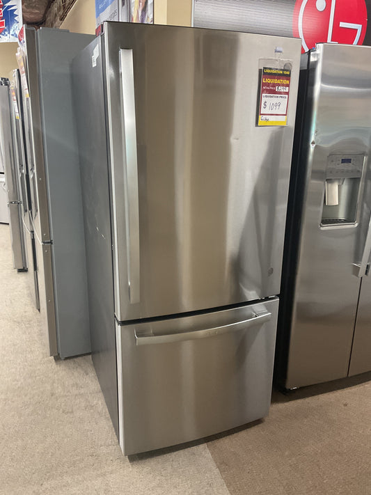 GE 21 Cu. Ft. Bottom Mount Refrigerator Fingerprint Resistant Stainless Steel - GDE21EYKFS