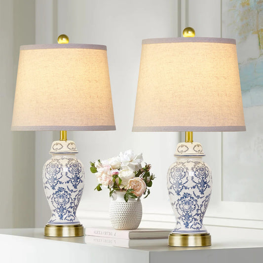 White Porcelain Jar - Lamp Set