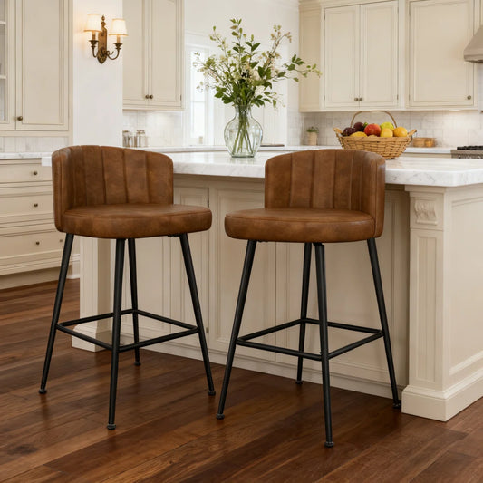 Swivel Upholstered Bar & Counter Stool with Metal Frame