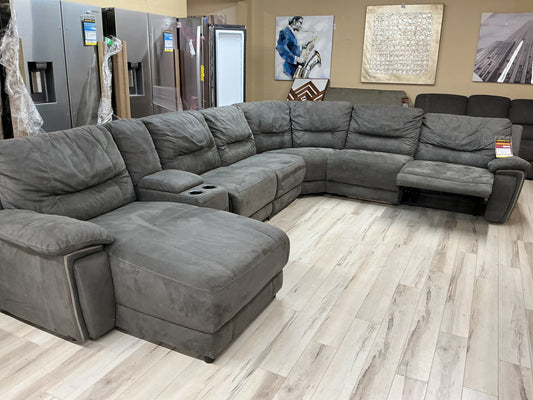 Sectional - 7 Piece Recliner with Chaise & Console