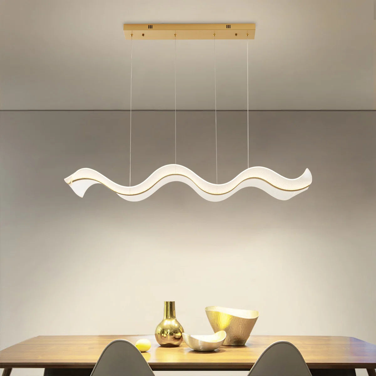 3000K LED Gold Modern Linear Pendant Light Fixture