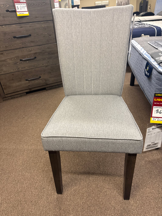 WOOD CHARCOAL- LINEN GREY DINING CHAIRS 2/BOX-3362