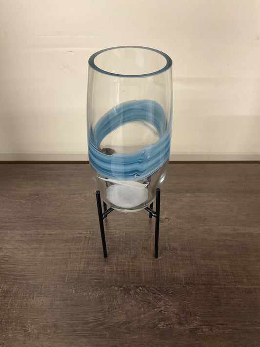 blue vase with stand
