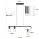 3 - Light Modern Linear Kitchen Island Dimmable Pendant With Clear Glass Shades