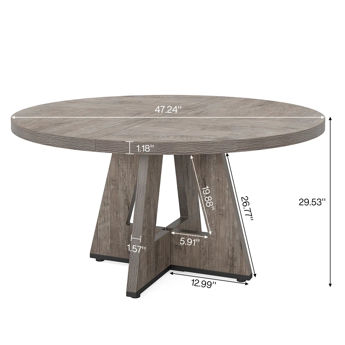 47" Round Dining Table - Grey