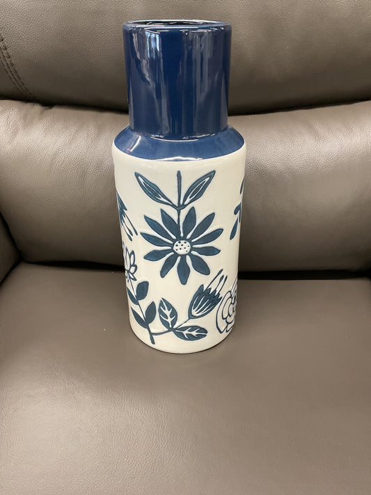Blue Floral Vase - Ceramic