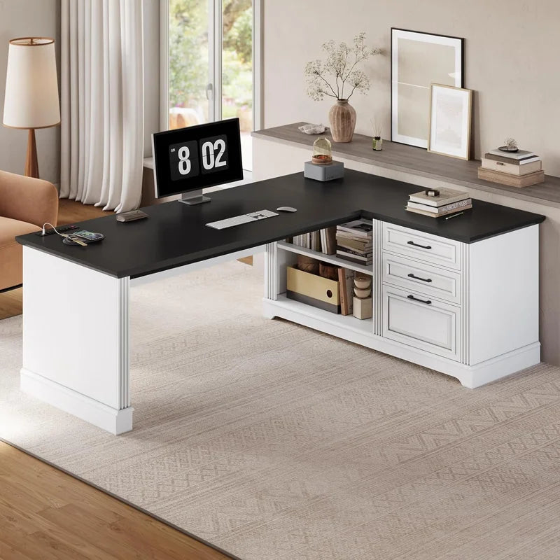 61" Office Desk Farmhouse Executive Desk L