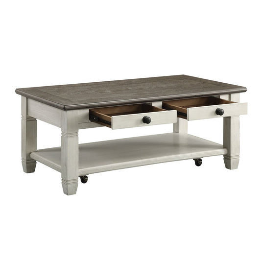Coffee Table - Antique White and Brown