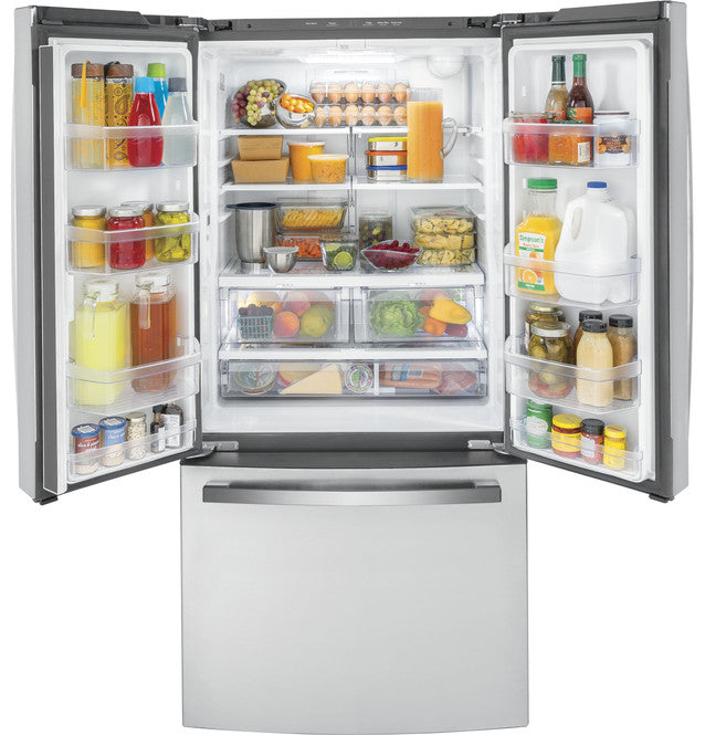 Réfrigérateur à portes françaises GE® ENERGY STAR® de 18,6 pi³ à profondeur de comptoir - GWE19JSLSS