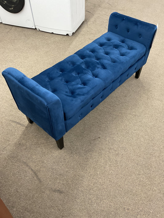 Vendrina Velvet Storage Bench with Rubberwood Legs