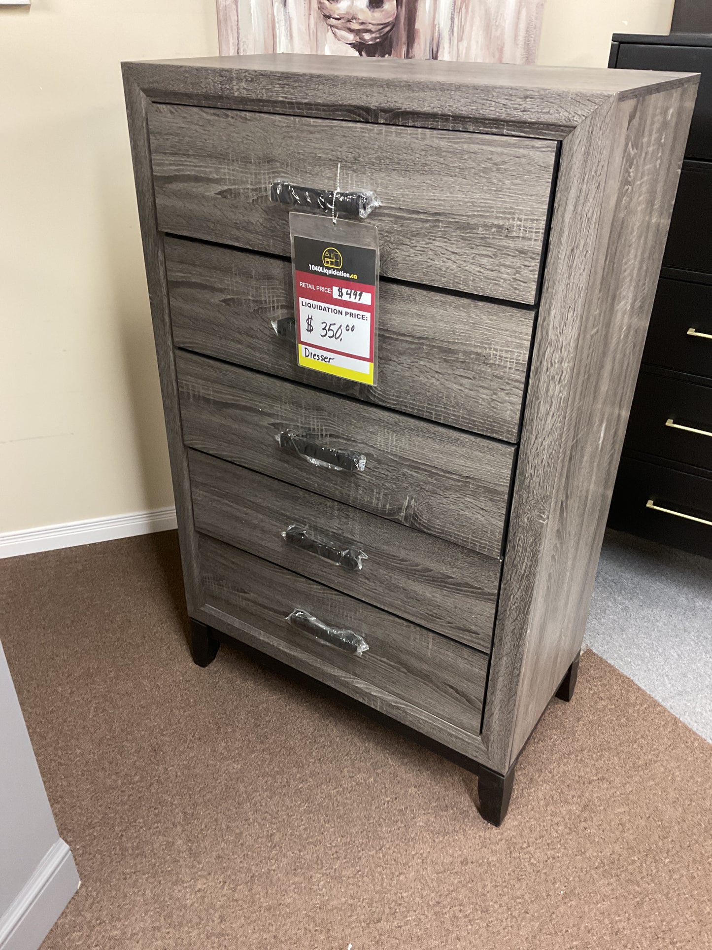 5 Drawer Chest - Grey & Black