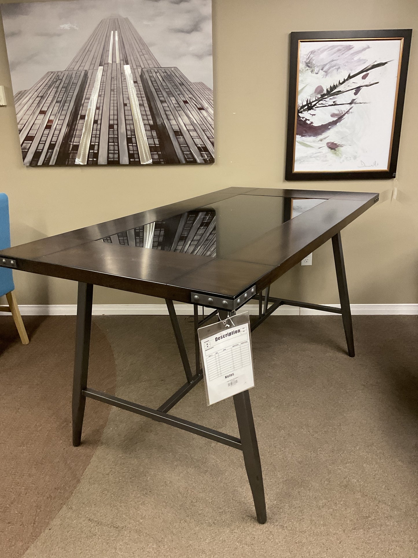 high table with glass