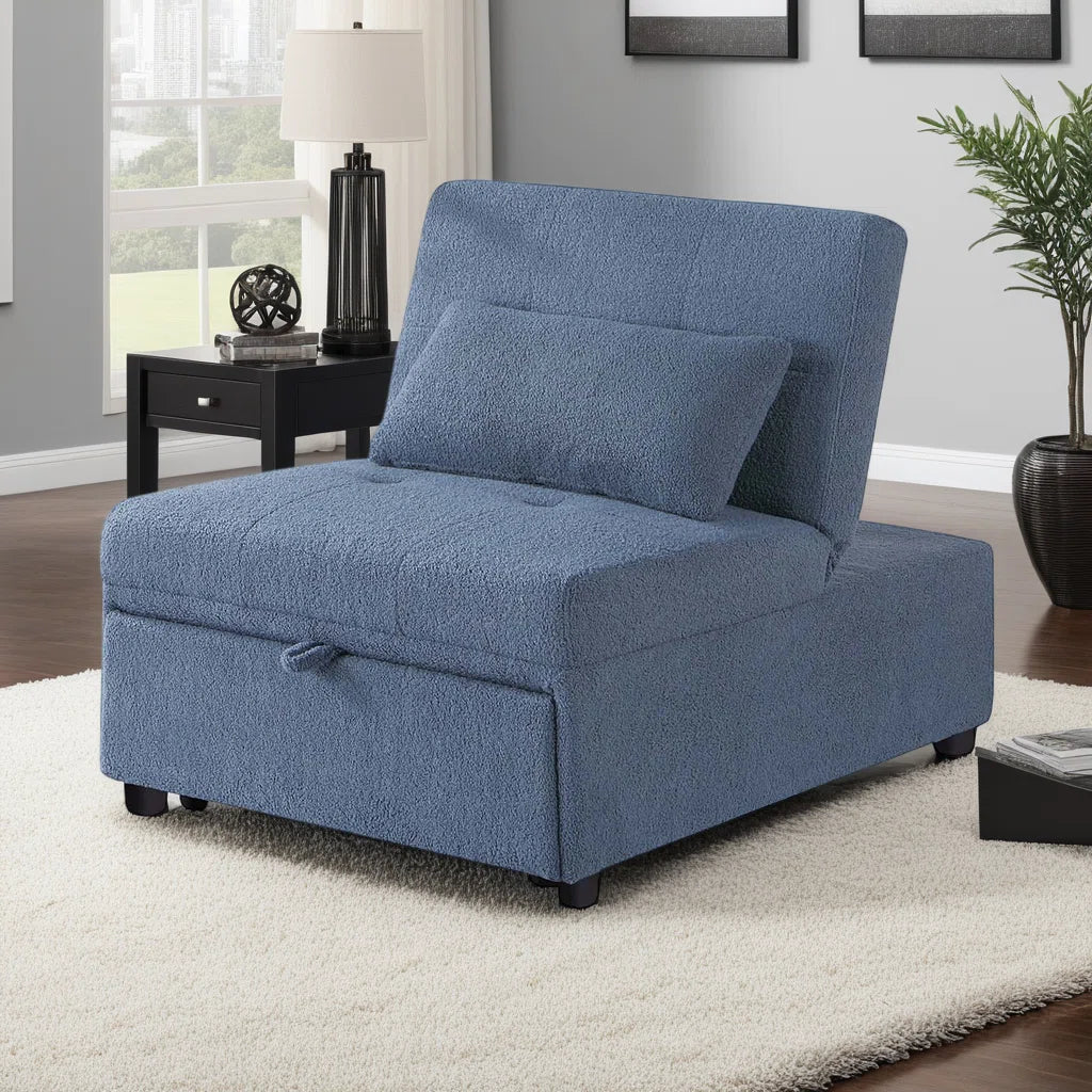 Convertible Sofa Sleeper Chair, 3 Adjustable Backrest Position Pull-Out Bed