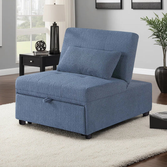 Convertible Sofa Sleeper Chair, 3 Adjustable Backrest Position Pull-Out Bed