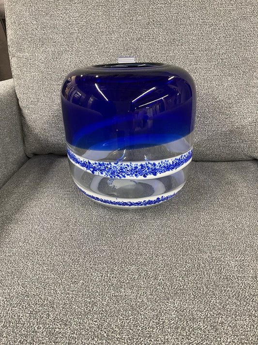 BLUE GLASS VASE (88B-P16V9)-210116