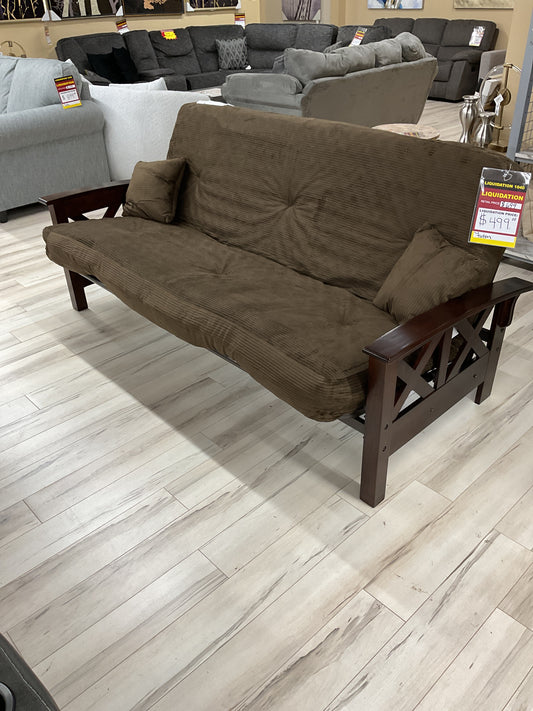 FUTON VELOURS CORDOROY MARRON CHOCOLAT