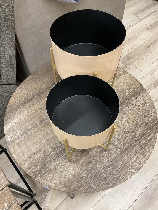 ENSEMBLE DE JARDINIÈRES BEIGE EN MÉTAL 12D S2/2-1-22409