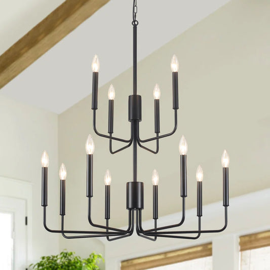 Ehrin 12 - Light 2-Tiers 29.49'' Candle Style Dimmable