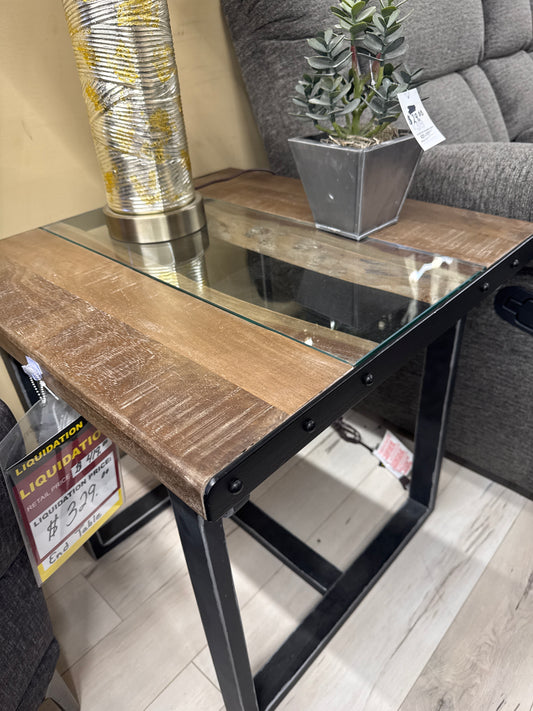 BROWN/BLACK END TABLE-T894-3