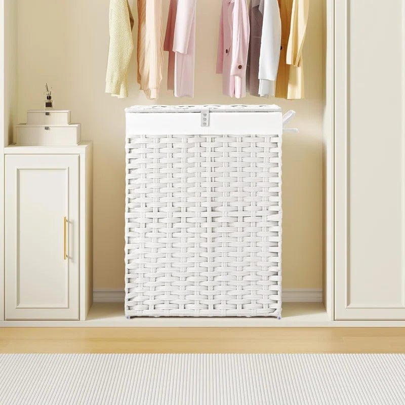 Handwoven Rattan Laundry Hamper with Lid,