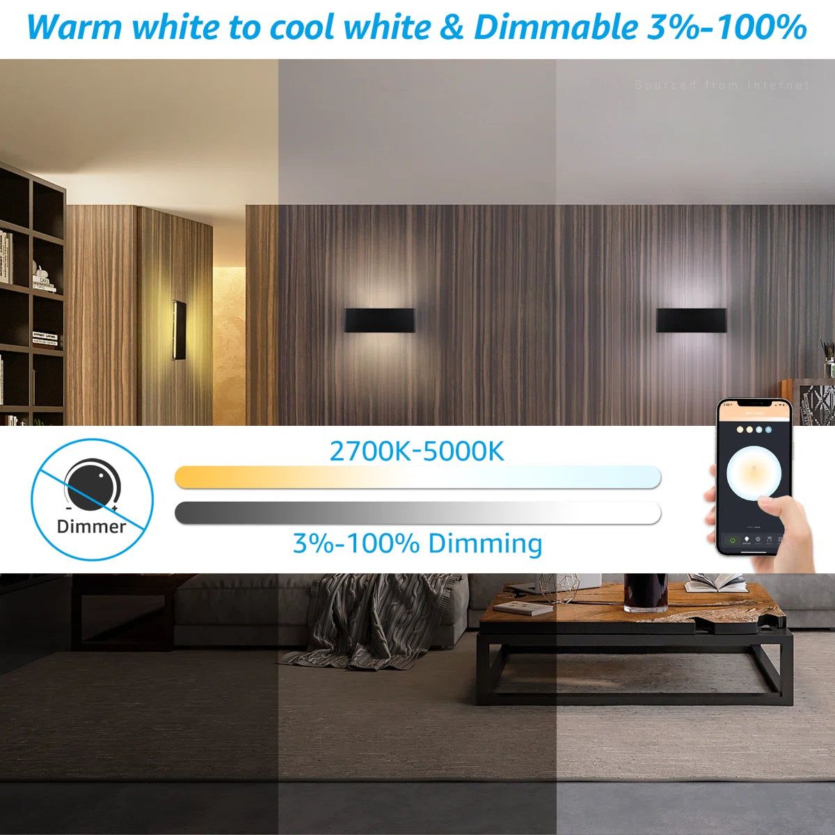 LED Up and Down Indoor Wall Lights, 14W 3000K