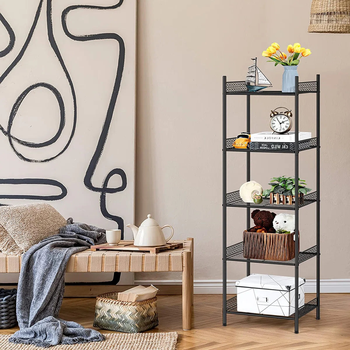 Laicie-Louise 57" H x 12.6" W x 16.3" D Shelving Unit
