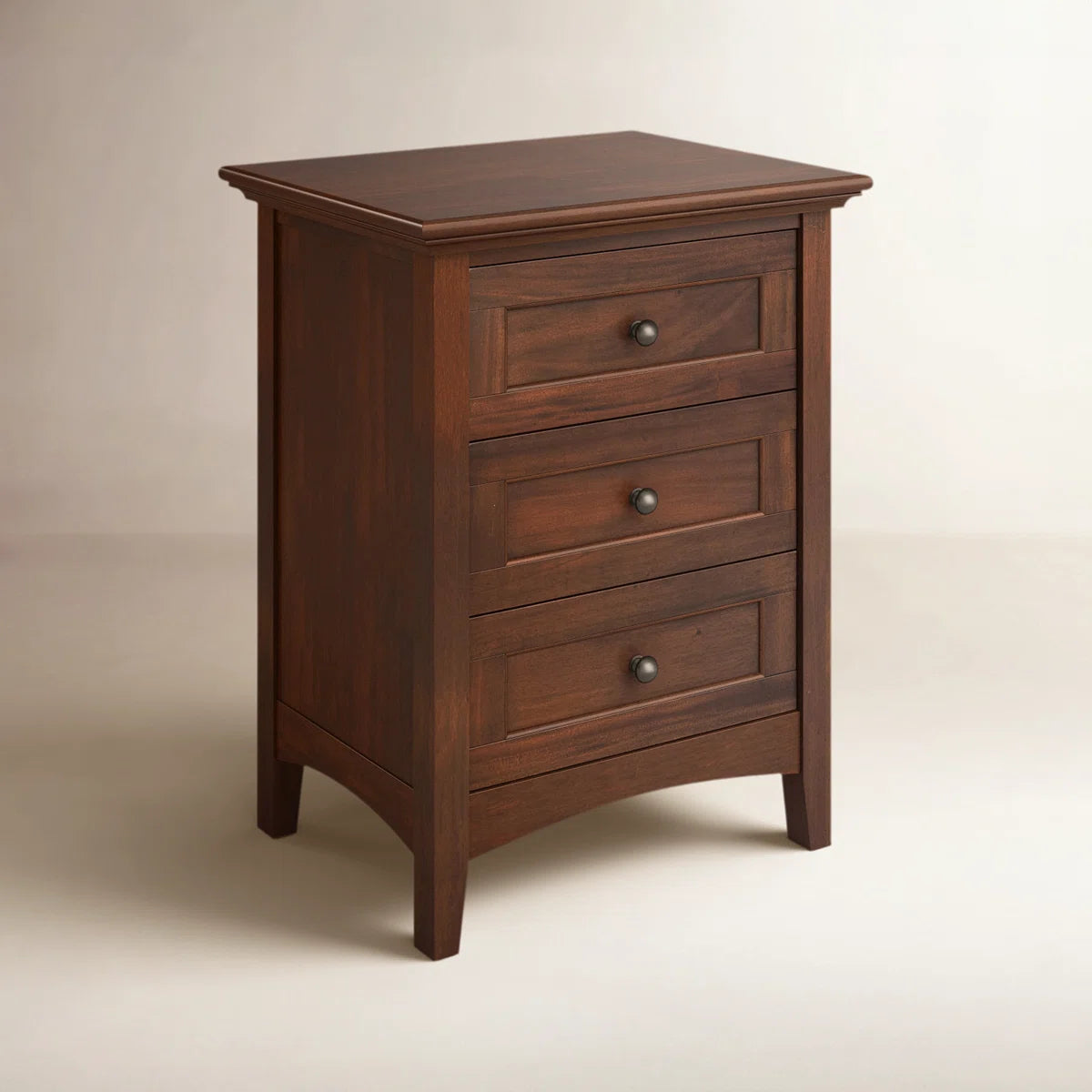 Melusina 3 Drawer Solid Wood Nightstand